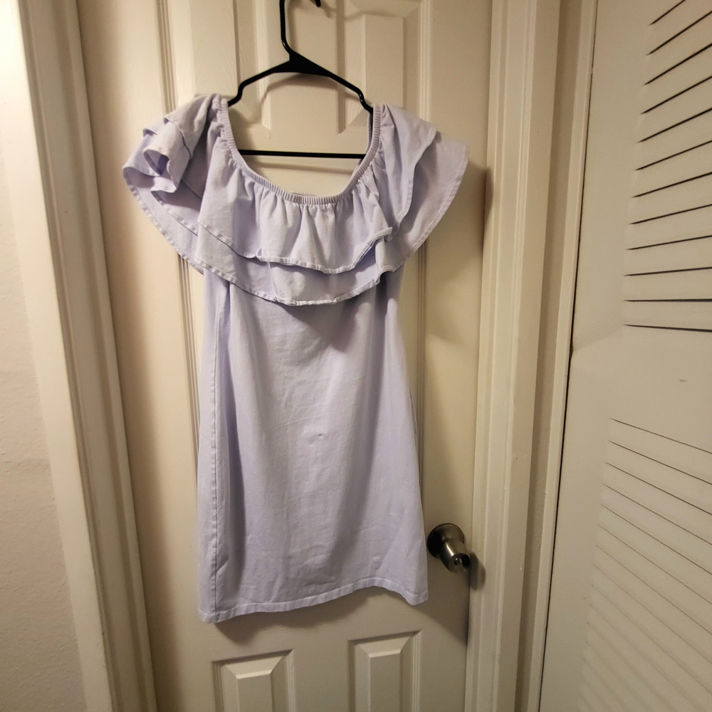 H&M Lilac Off-the-Shoulder Mini Dress - Ruffle Detail - Women's Size Medium